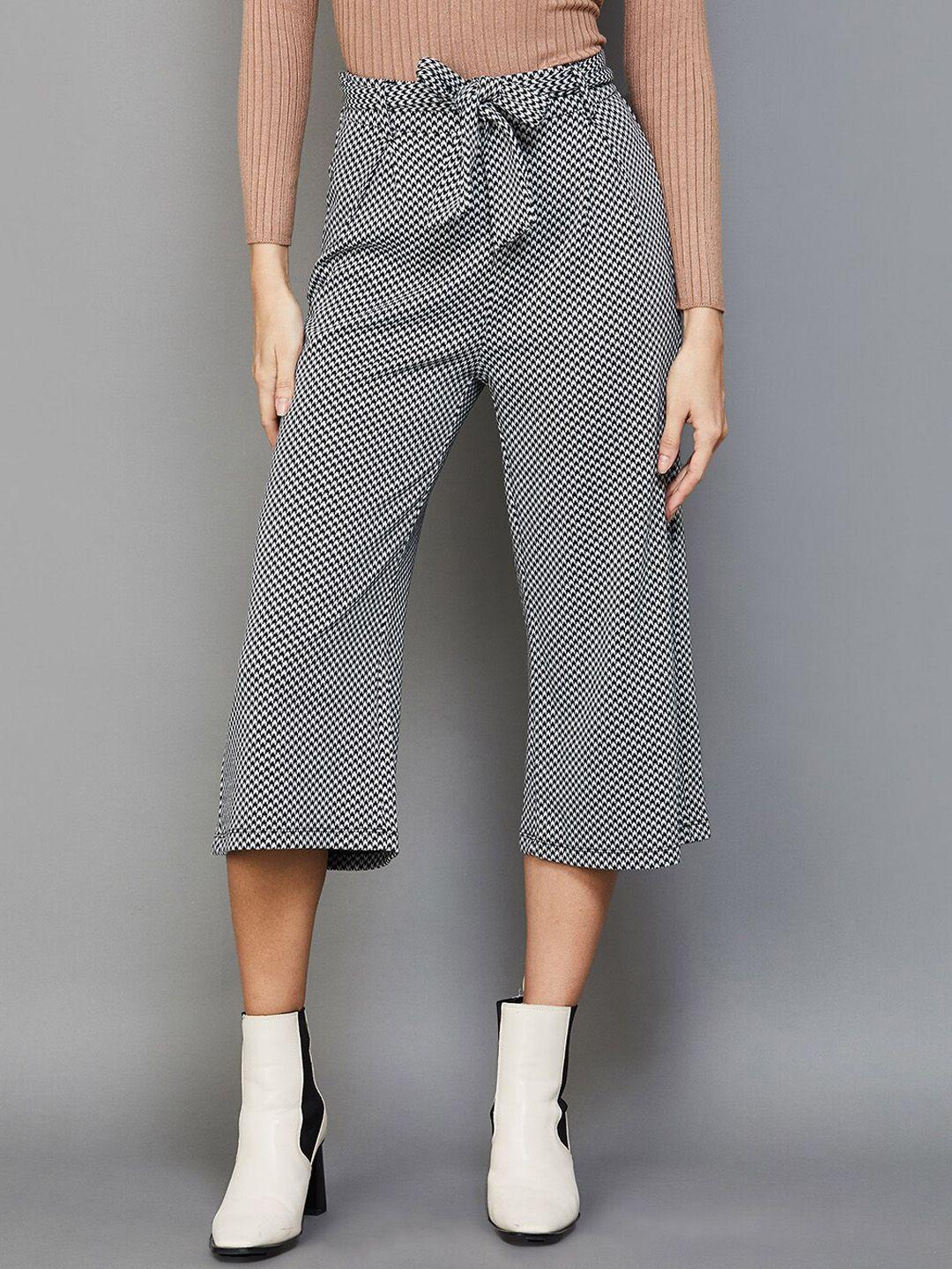 ginger by lifestyle women checked culottes trousers