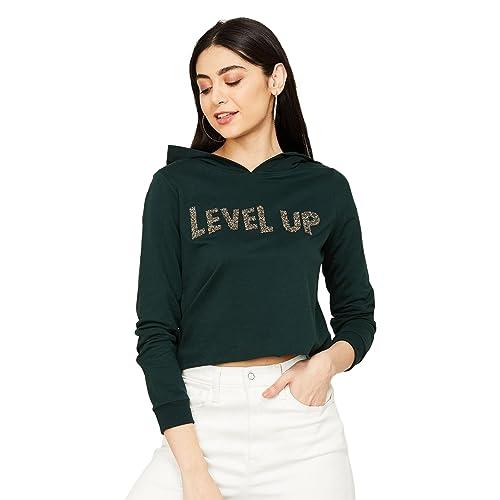 ginger by lifestyle women dark green cotton regular fit solid sweatshirt_xs