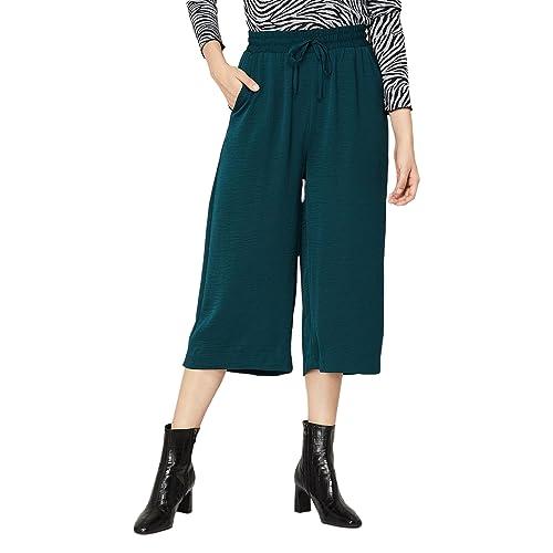 ginger by lifestyle women dark green polyester regular fit solid pants_26