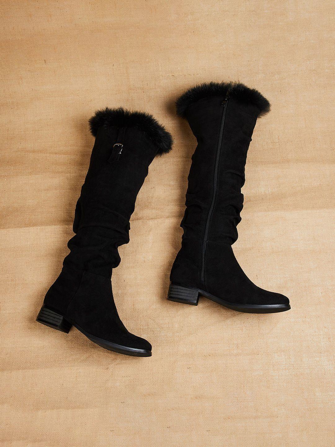 ginger by lifestyle women faux fur trim heeled high-top winter boots