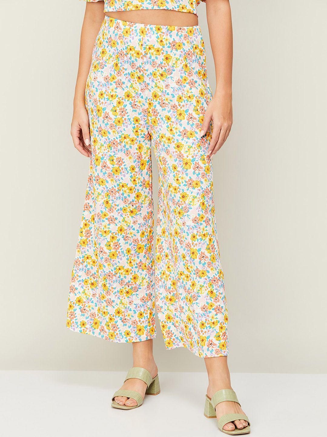 ginger by lifestyle women floral printed easy wash trousers