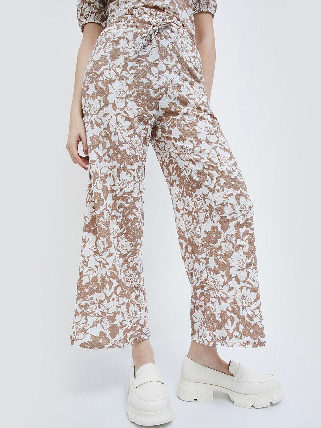 ginger by lifestyle women floral printed regular fit parallel trousers