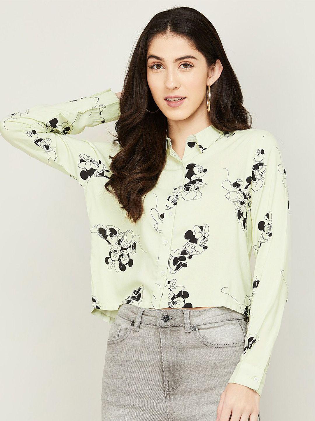 ginger by lifestyle women green floral printed casual shirt