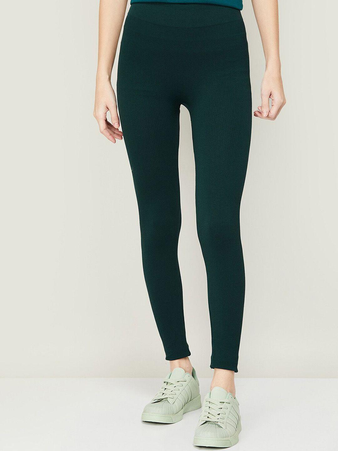 ginger by lifestyle women green slim fit leggings