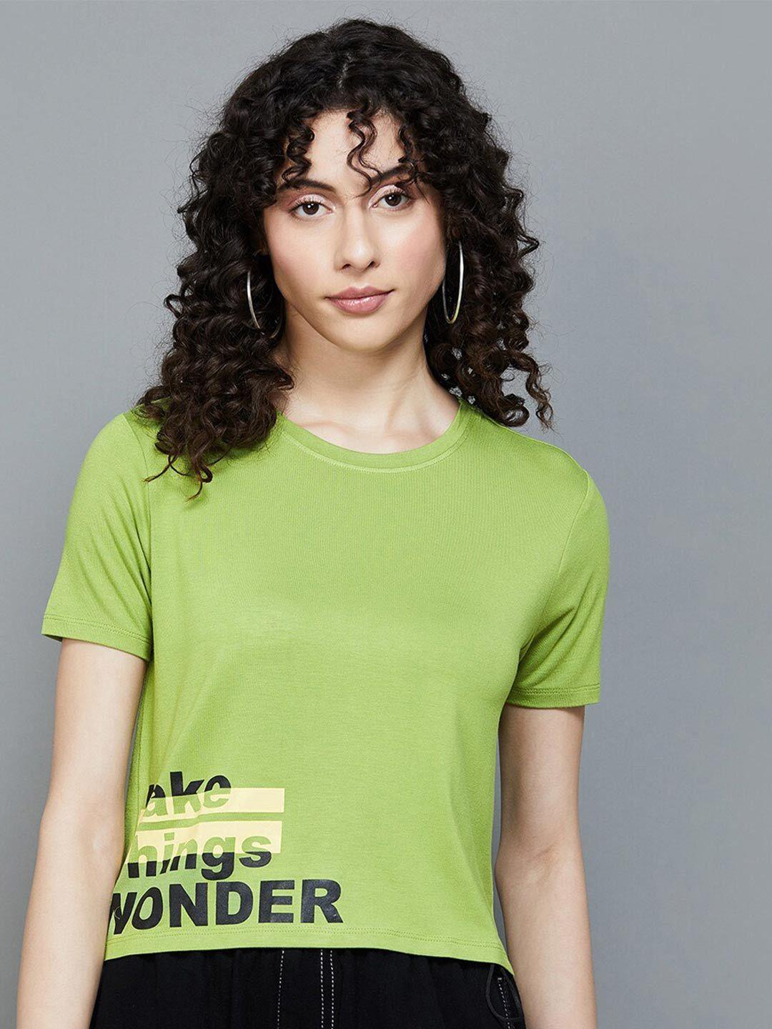 ginger by lifestyle women green t-shirt