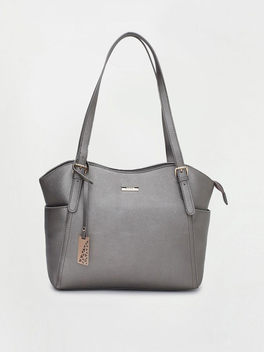 ginger by lifestyle women grey textured synthetic shoulder bag