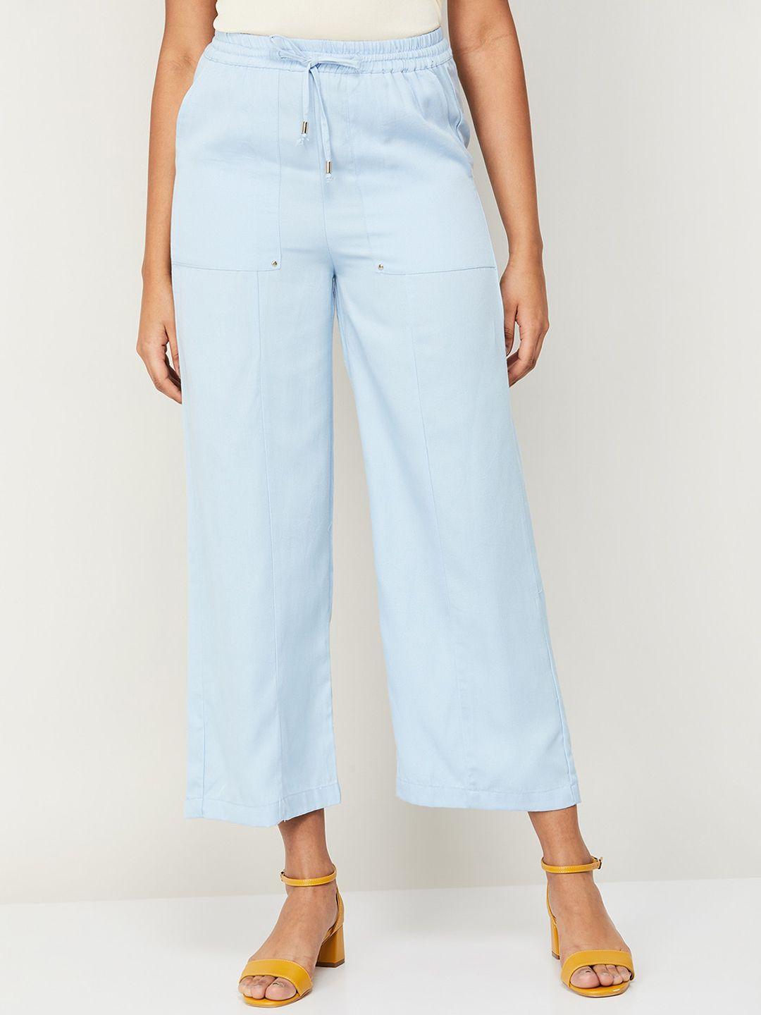 ginger by lifestyle women high-rise cotton parallel trousers
