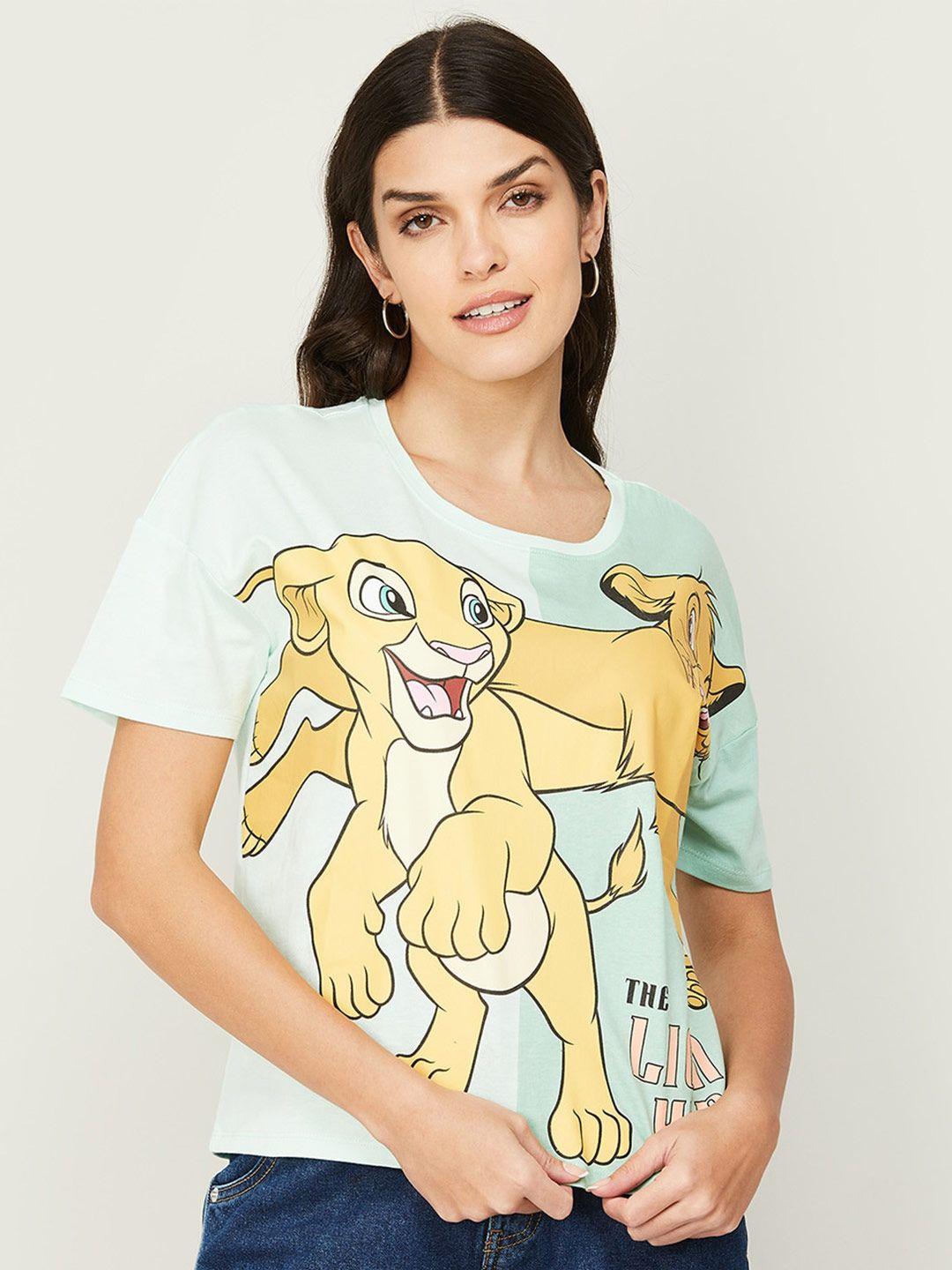 ginger by lifestyle women lion king printed cotton t-shirt