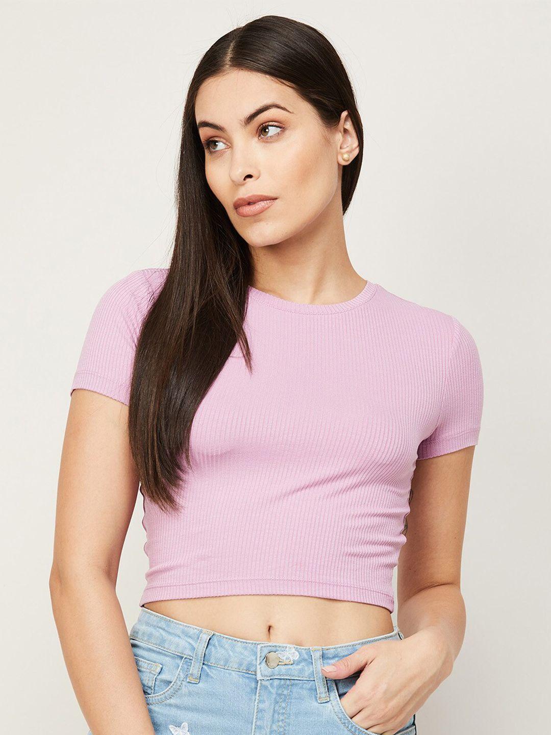 ginger by lifestyle women mauve striped crop top