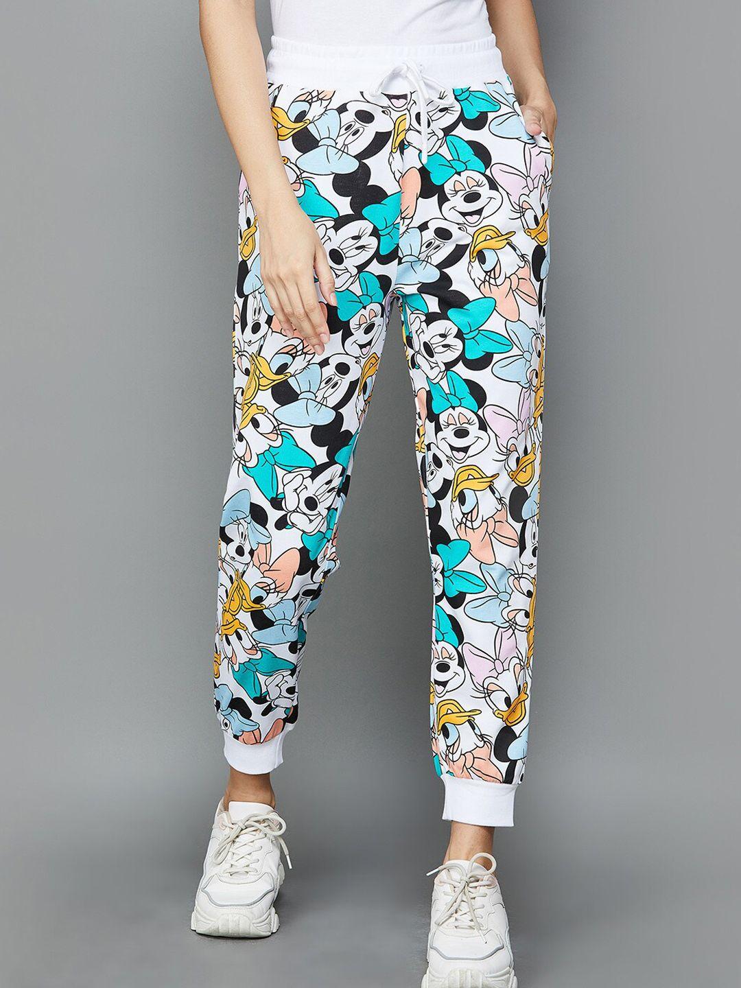 ginger by lifestyle women mickey & friends printed pure cotton trousers