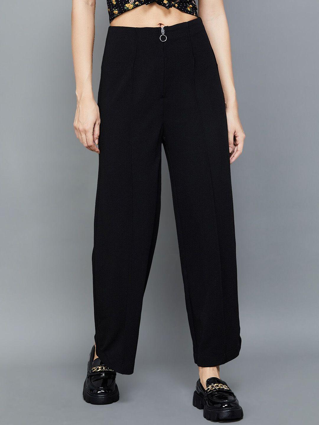 ginger by lifestyle women mid-rise cotton parallel trousers