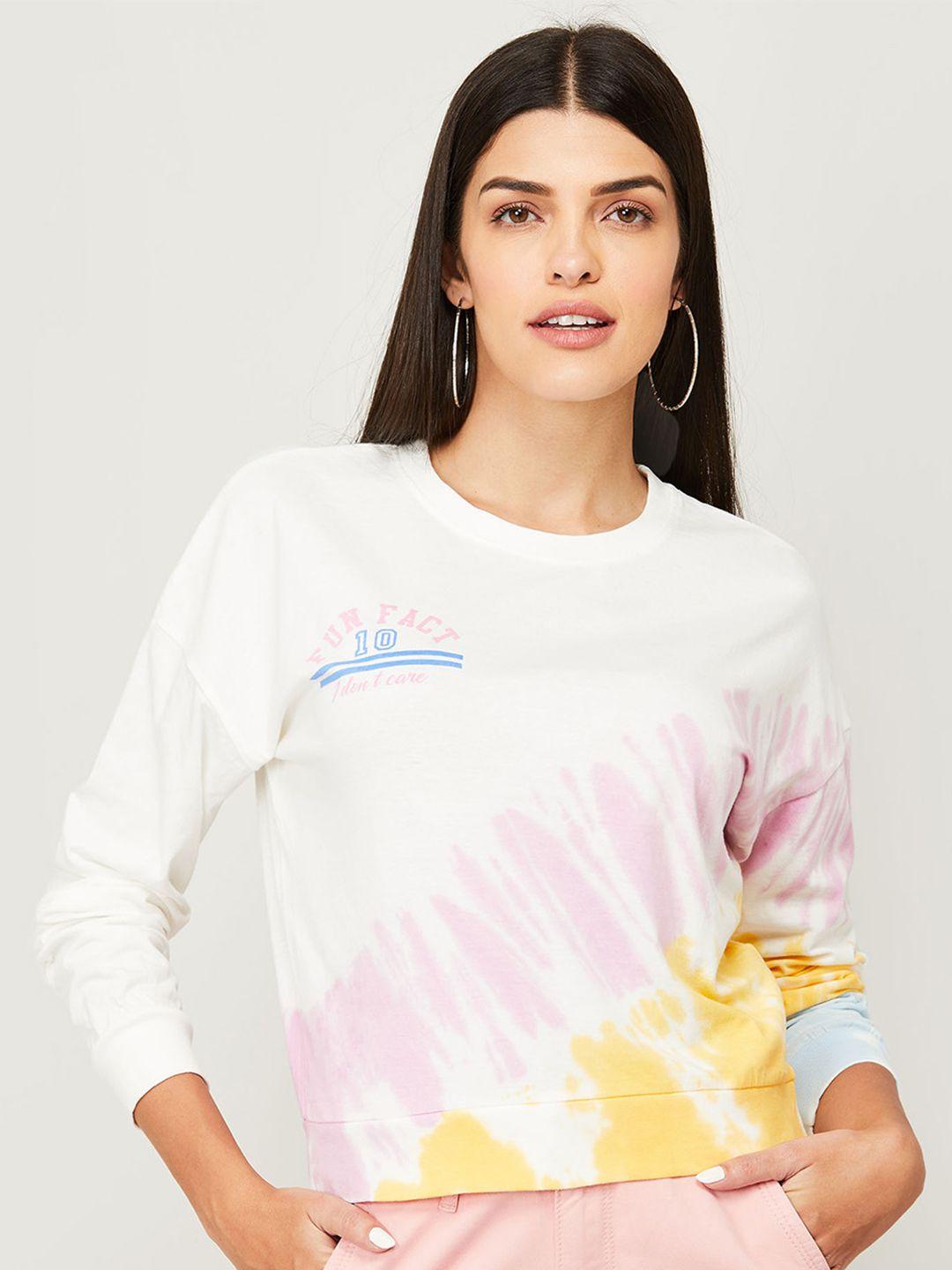 ginger by lifestyle women off white printed sweatshirt