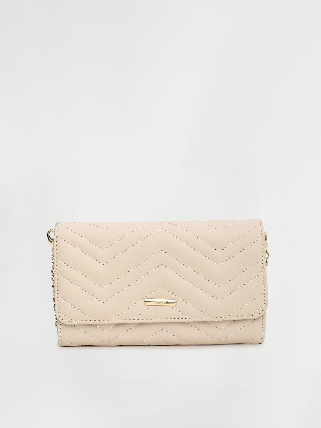 ginger by lifestyle women off white textured synthetic wallets