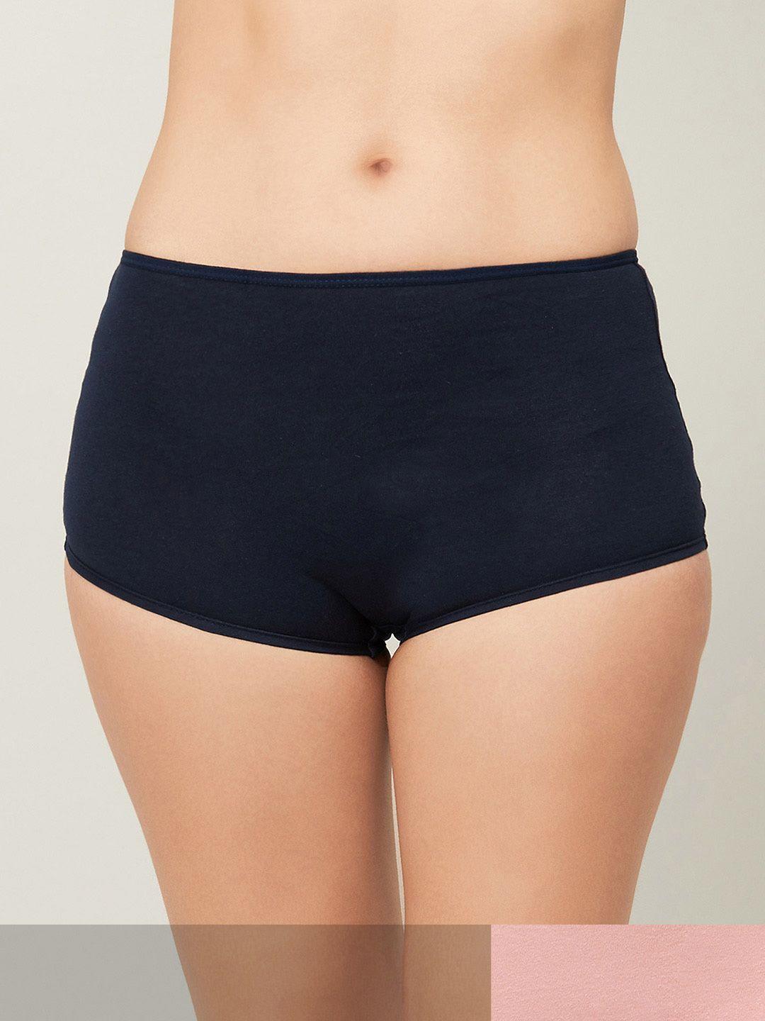 ginger by lifestyle women pack of 2 solid cotton blend boy shorts brief 1000010405139