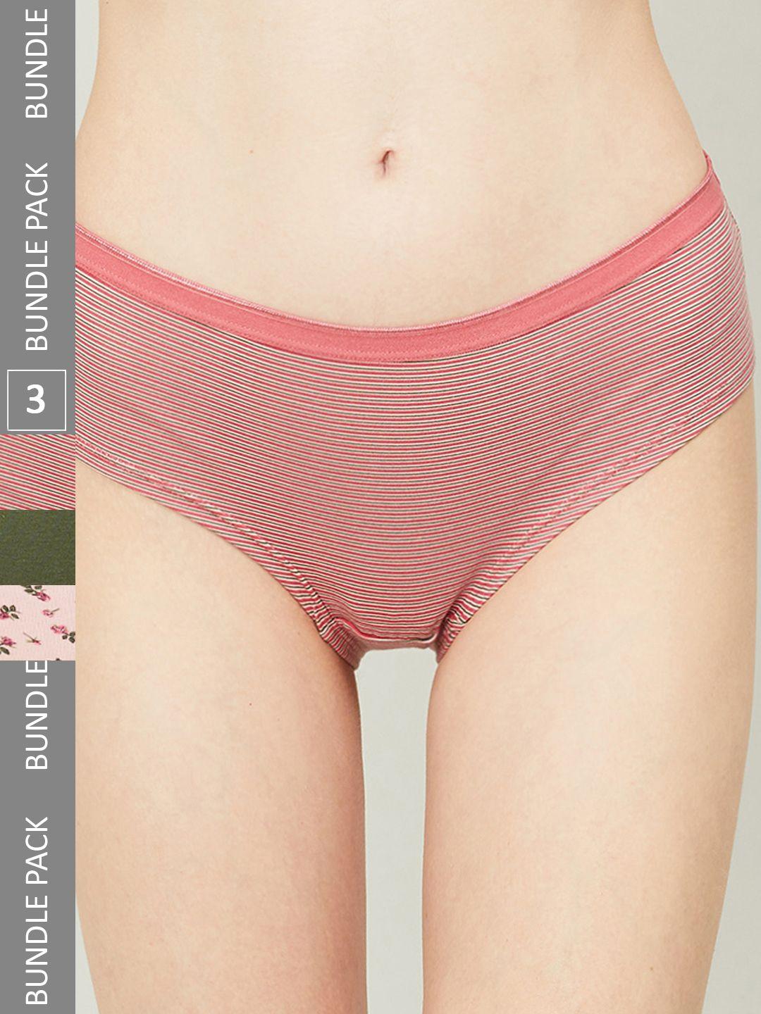ginger by lifestyle women pack of 3 cotton hipster briefs