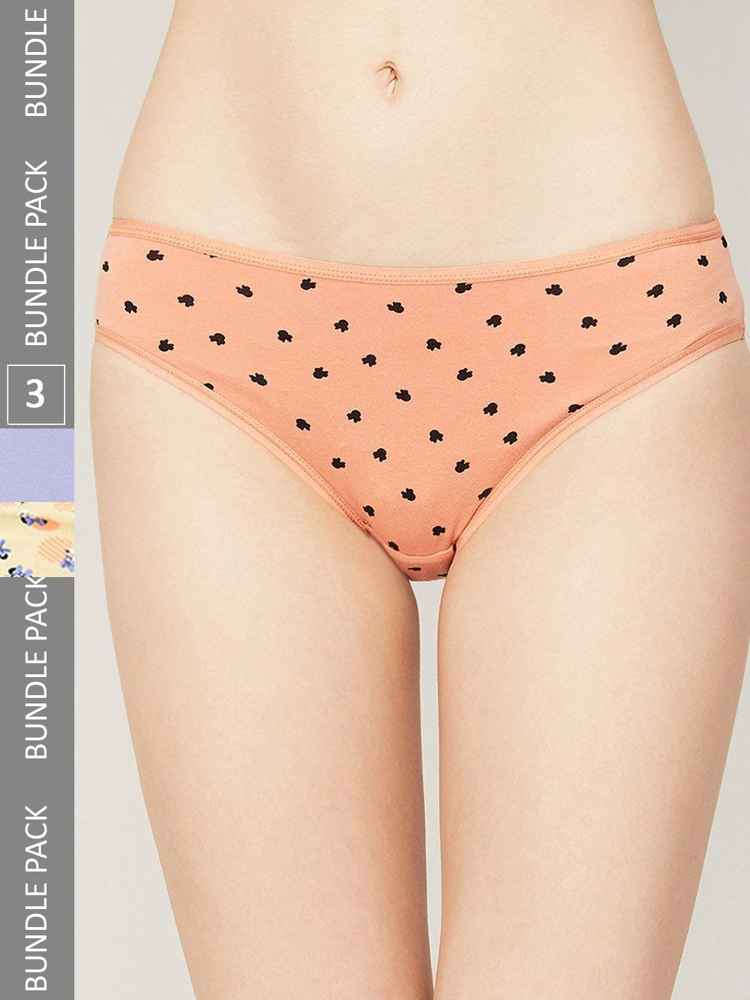 ginger by lifestyle women pack of 3 micro ditsy printed cotton bikini briefs