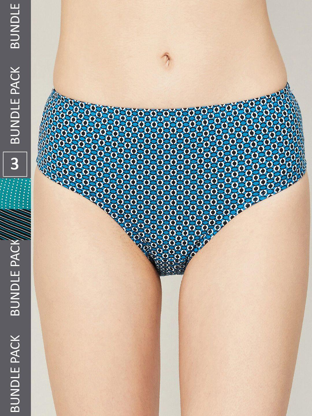ginger by lifestyle women pack of 3 printed cotton hipster briefs