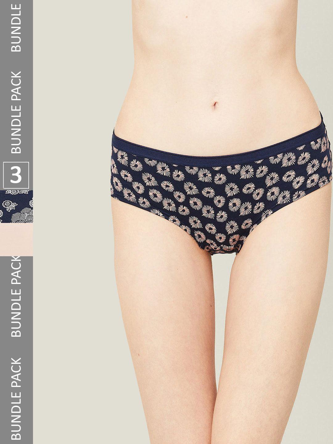 ginger by lifestyle women pack of 3 printed hipster briefs