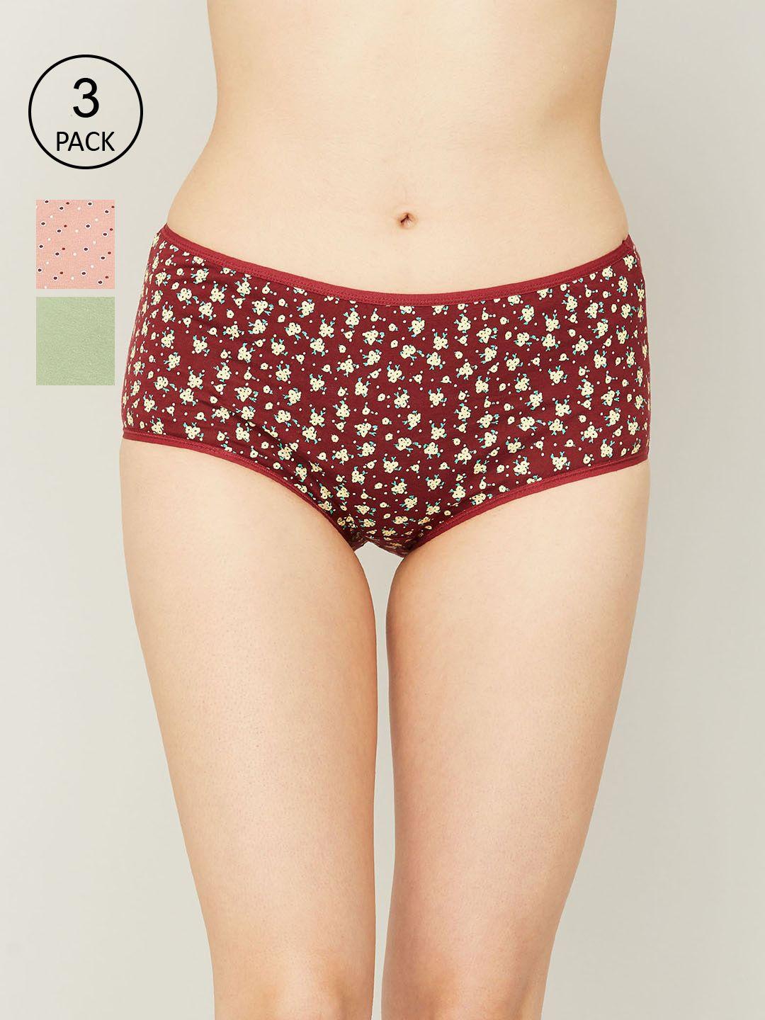 ginger by lifestyle women pack of 3 printed outer elastic hipster briefs