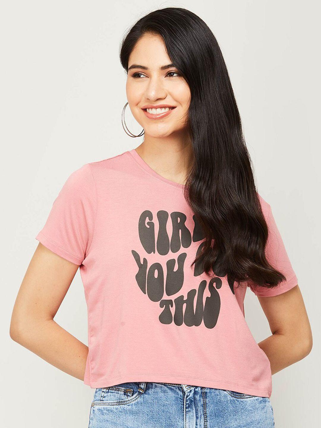ginger by lifestyle women pink printed  t-shirt