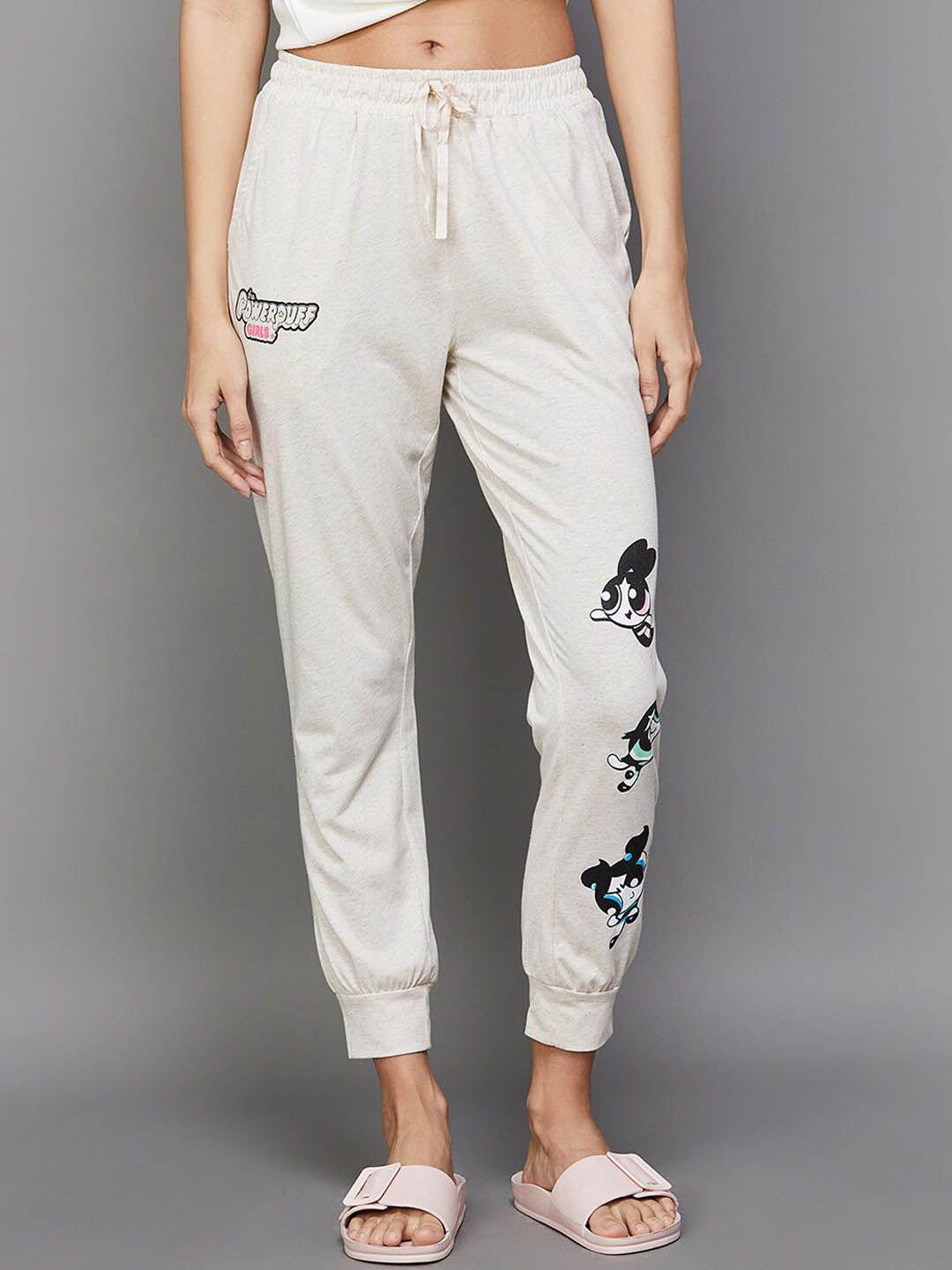 ginger by lifestyle women powerpuff girls  printed pure cotton joggers