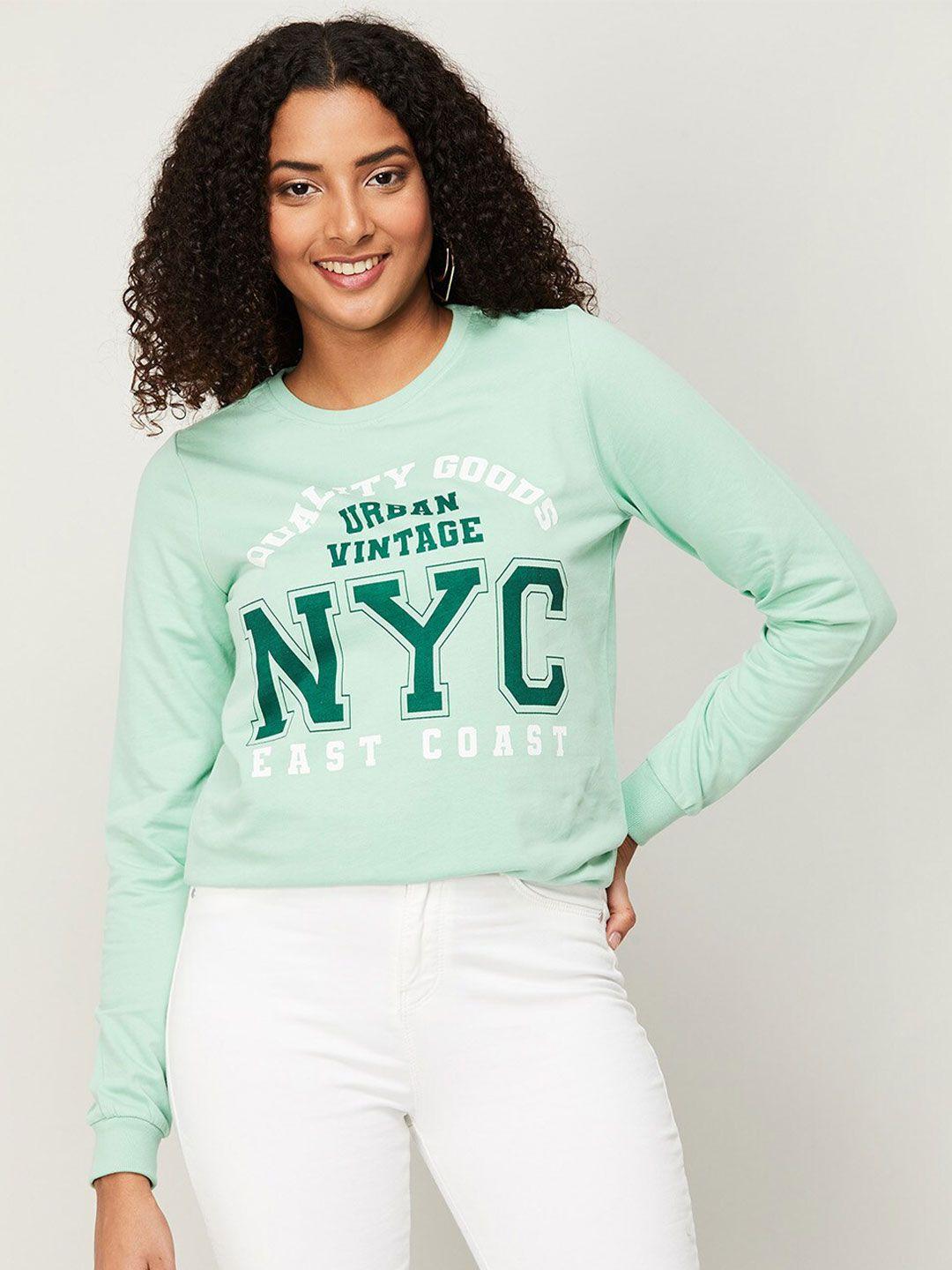 ginger by lifestyle women printed round neck cotton sweatshirt