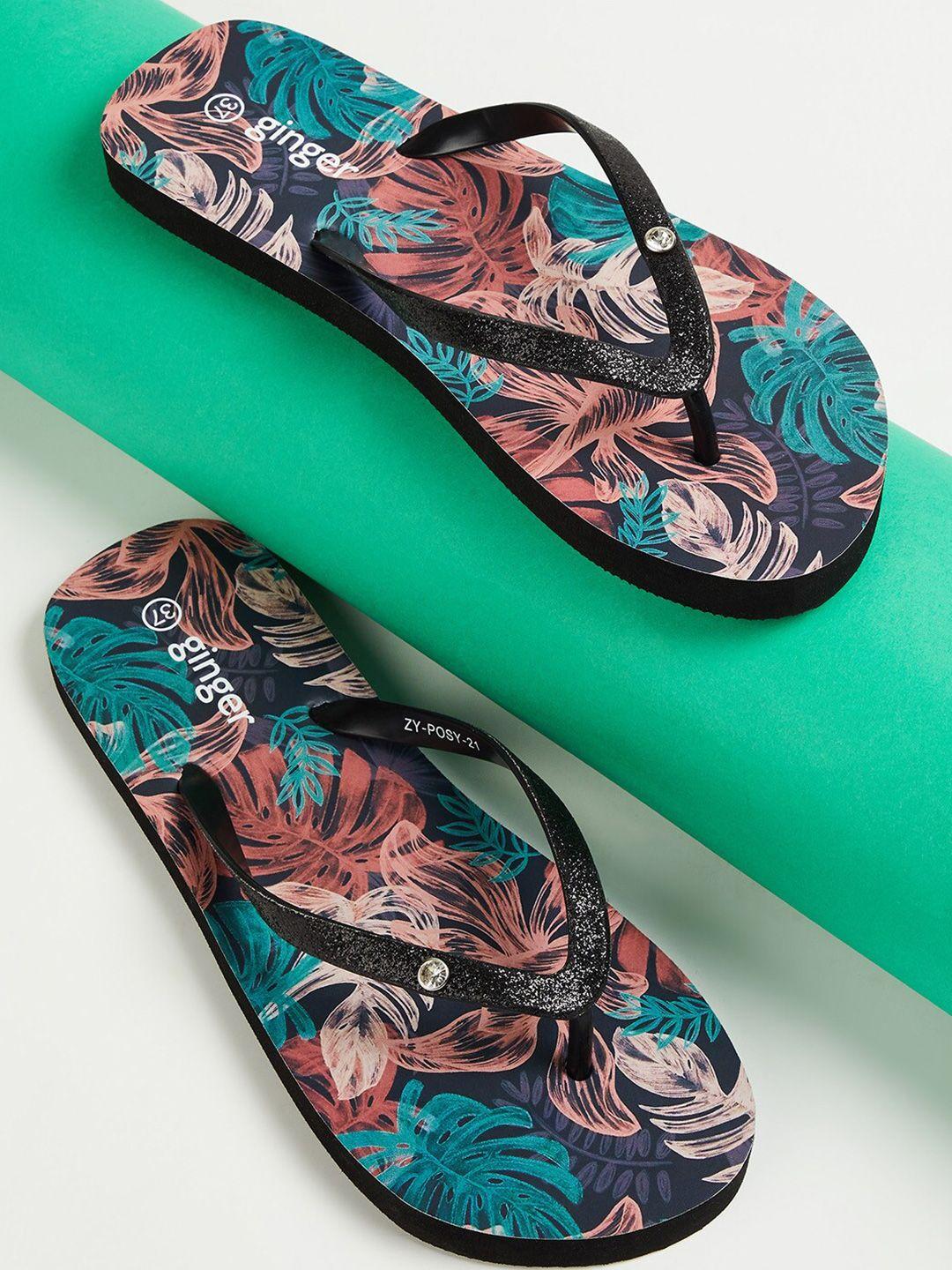 ginger by lifestyle women printed rubber thong flip-flops