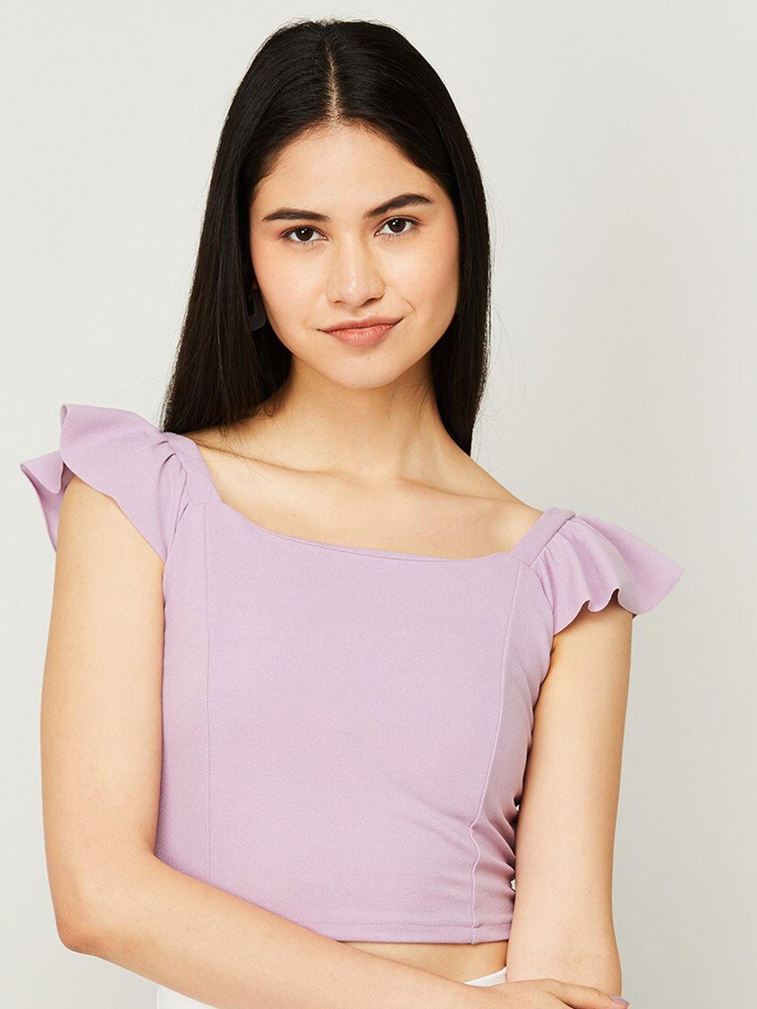 ginger by lifestyle women purple crop top