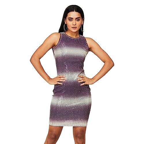 ginger by lifestyle women purple shell regular fit solid dress_xs