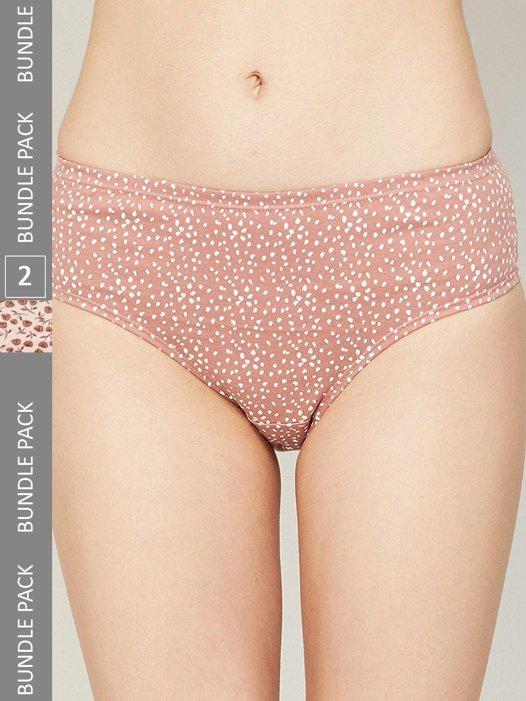 ginger by lifestyle women set of 2 printed cotton briefs