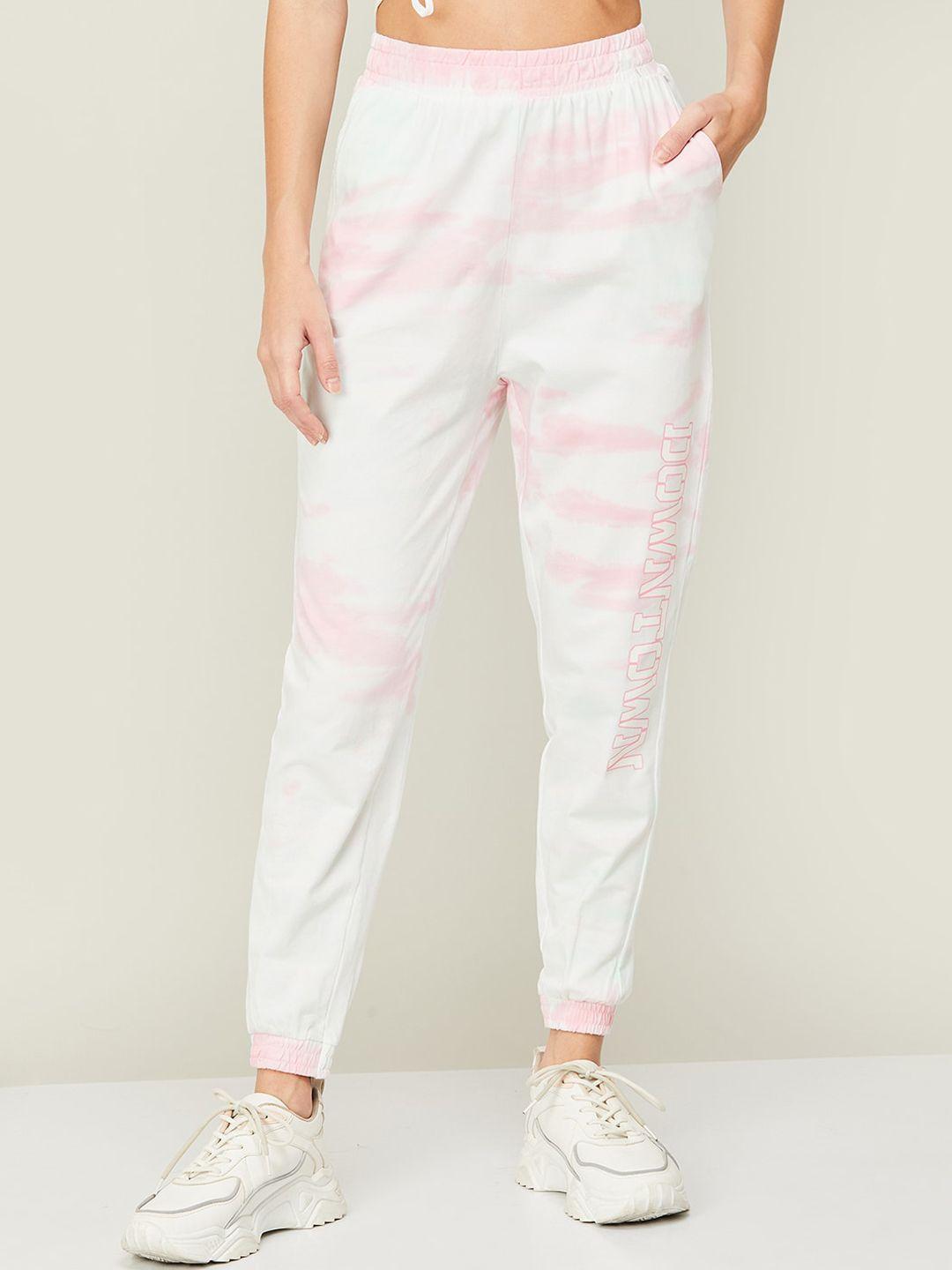ginger by lifestyle women tie and dye printed cotton regular fit joggers