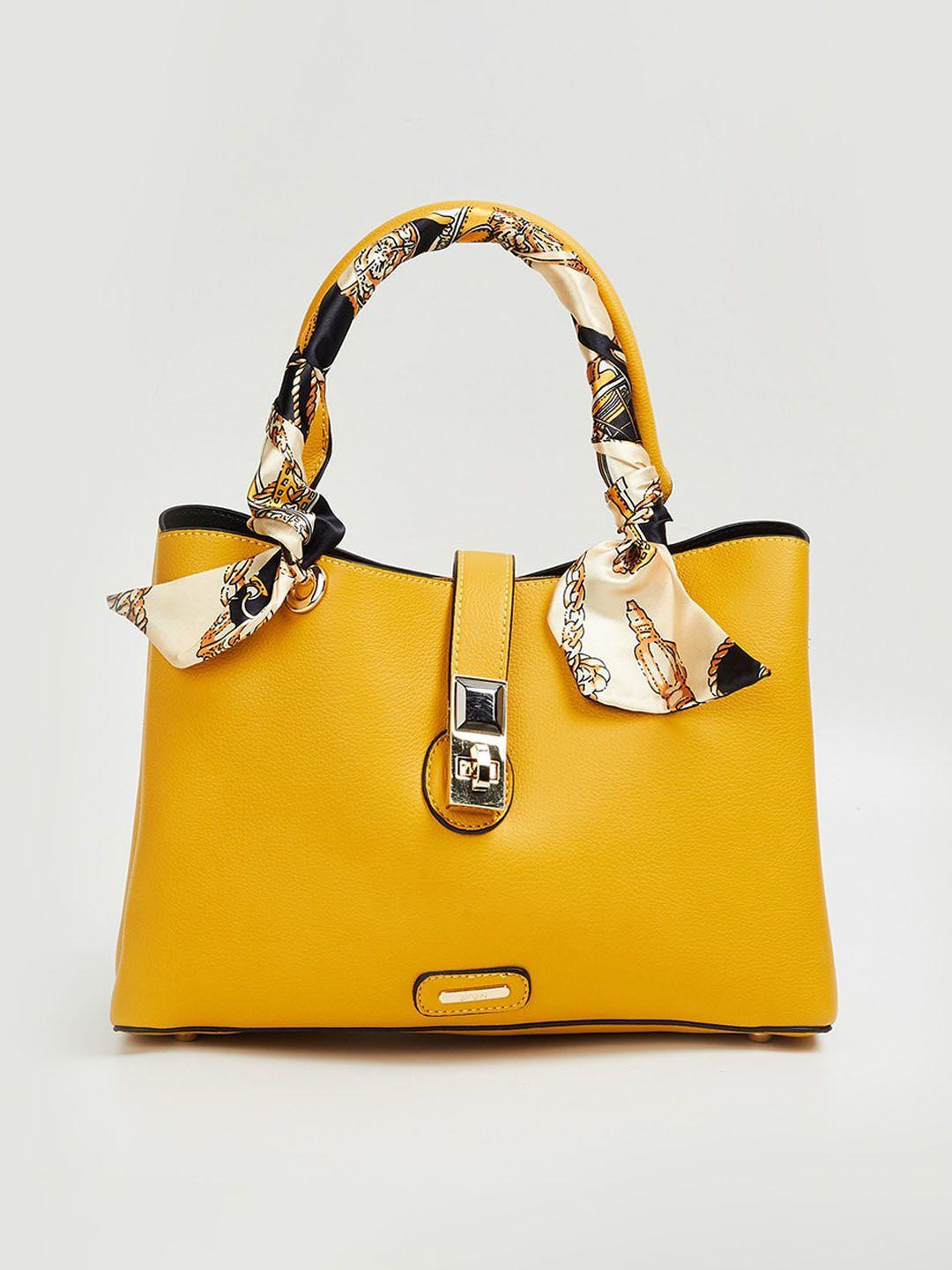 ginger by lifestyle women yellow structured handheld bag