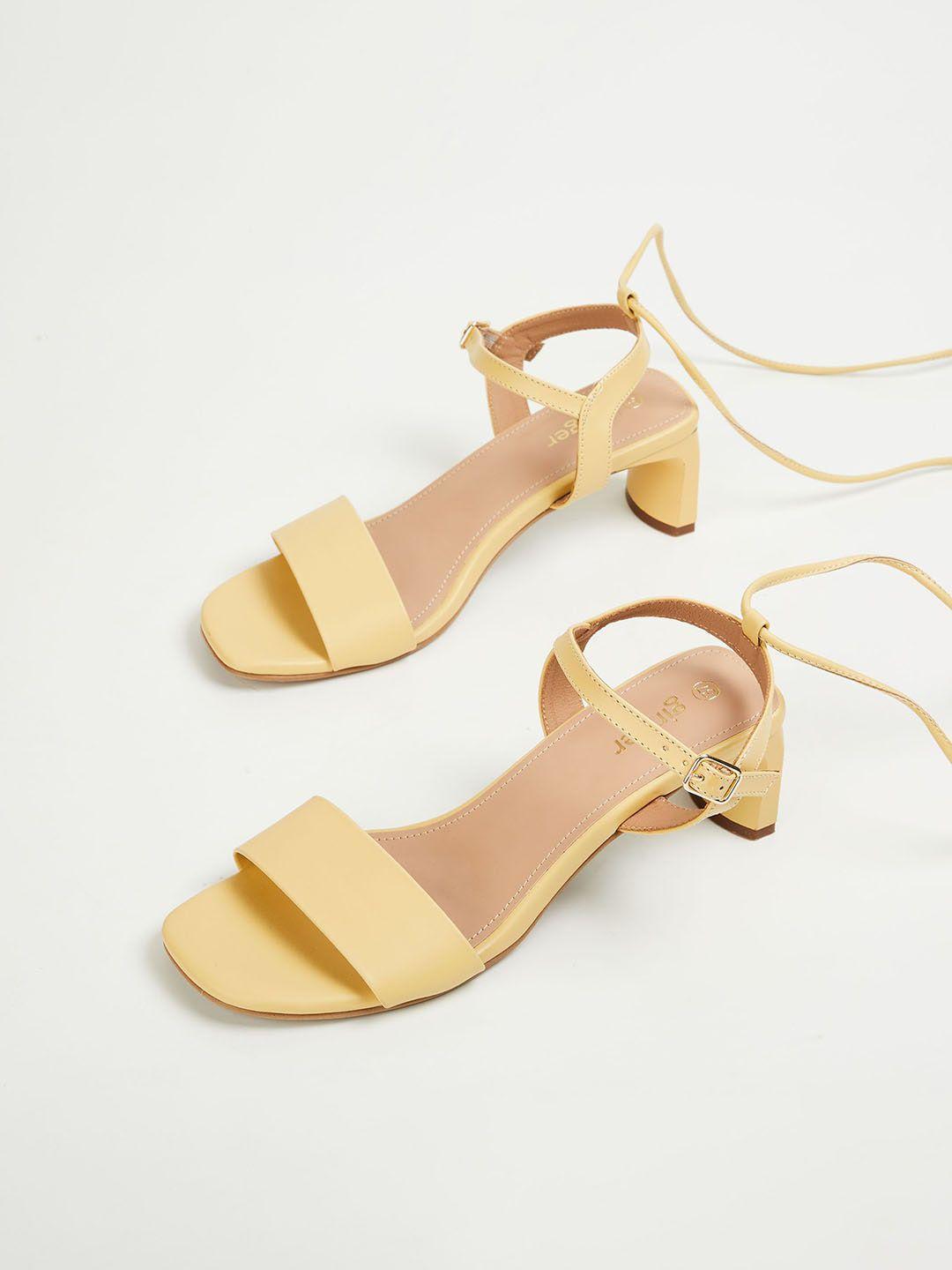 ginger by lifestyle yellow & peach-coloured block sandals