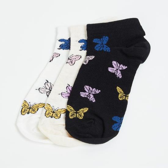 ginger men butterfly knit ankle length socks - pack of 3