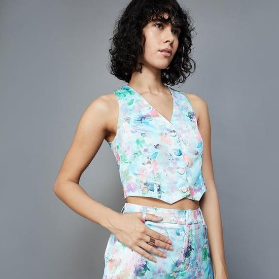 ginger women floral print cropped top