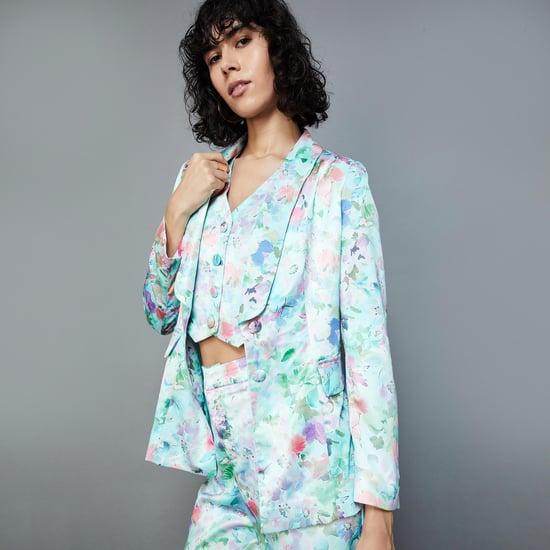 ginger women floral printed shawl collar blazer