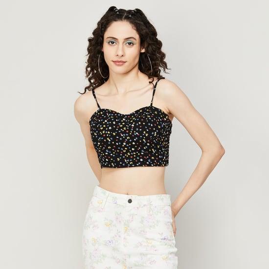 ginger women floral printed spaghetti crop top