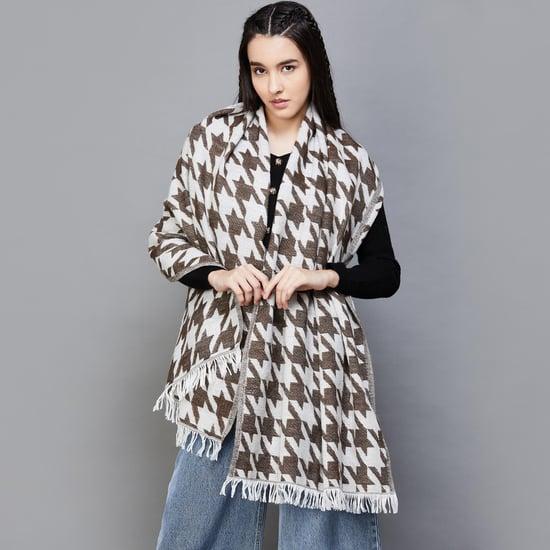 ginger women houndstooth printed muffler