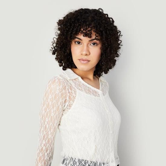 ginger women lace collared top with camisole