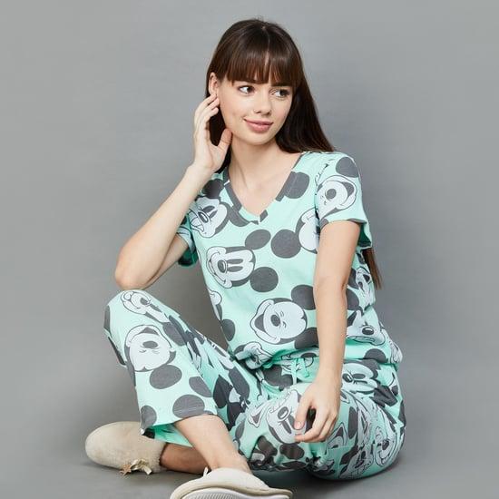 ginger women mickey mouse print night suit