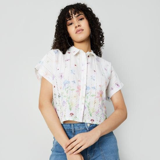 ginger women printed cropped shirt