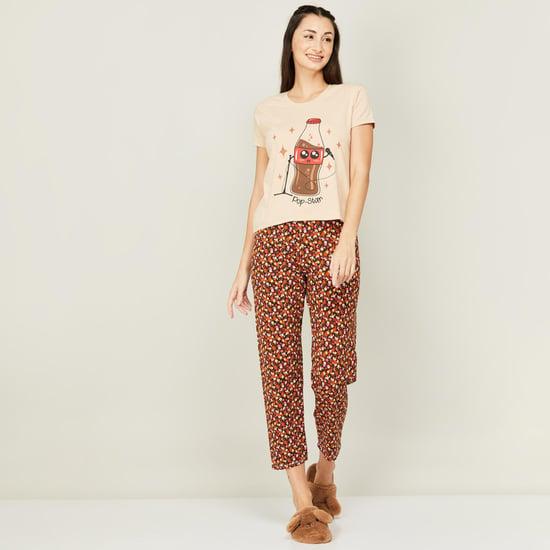 ginger women printed lounge t-shirt with pyjama