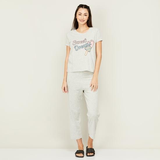 ginger women printed lounge t-shirt with pyjamas