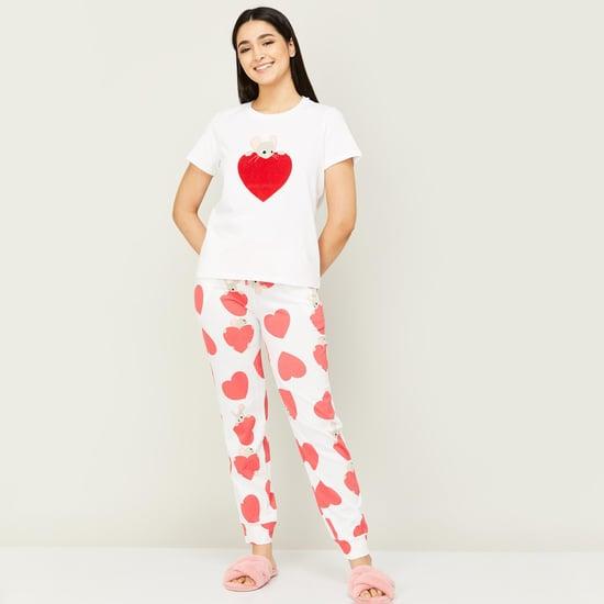 ginger women printed lounge t-shirt with pyjamas