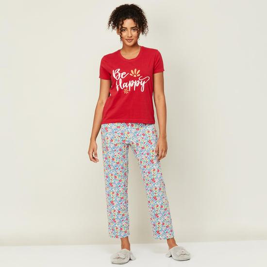 ginger women printed lounge t-shirt with pyjamas