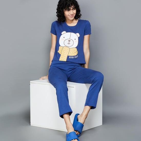 ginger women printed lounge t-shirt with pyjamas