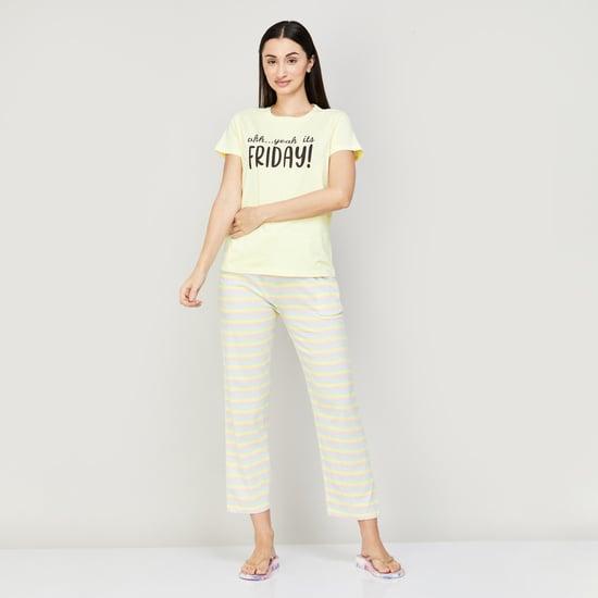 ginger women printed t-shirt with lounge pants