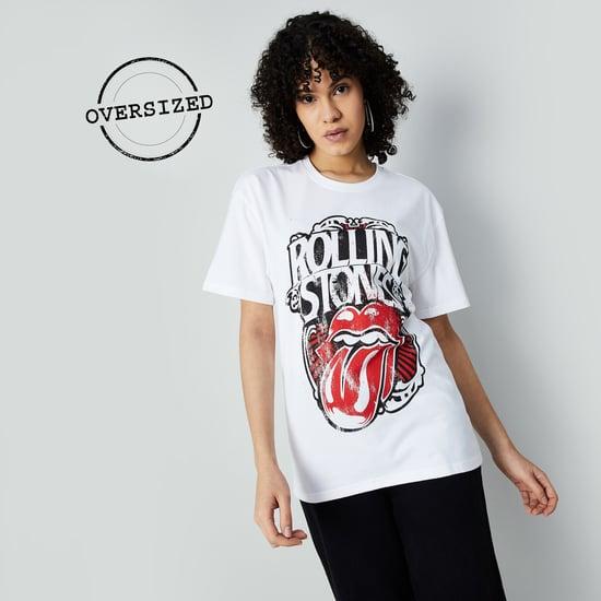 ginger women rolling stones print t-shirt