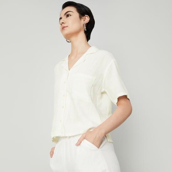 ginger women solid cropped shirt