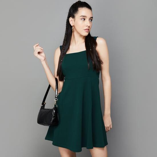 ginger women solid fit and flare dress